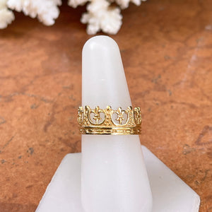 14KT Yellow Gold Fleur de Lis Crown Band Ring