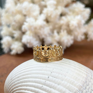 14KT Yellow Gold Fleur de Lis Crown Band Ring