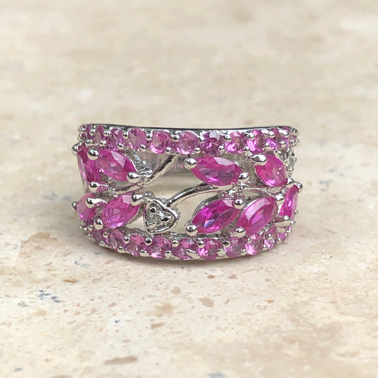 Sterling Silver Pink + Clear CZ Filigree Ring Size 6, Sterling Silver Pink + Clear CZ Filigree Ring Size 6 - Legacy Saint Jewelry