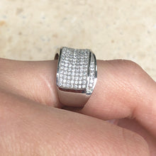 Load image into Gallery viewer, Sterling Silver Pave CZ Multi-Level Cigar Band Ring, Sterling Silver Pave CZ Multi-Level Cigar Band Ring - Legacy Saint Jewelry