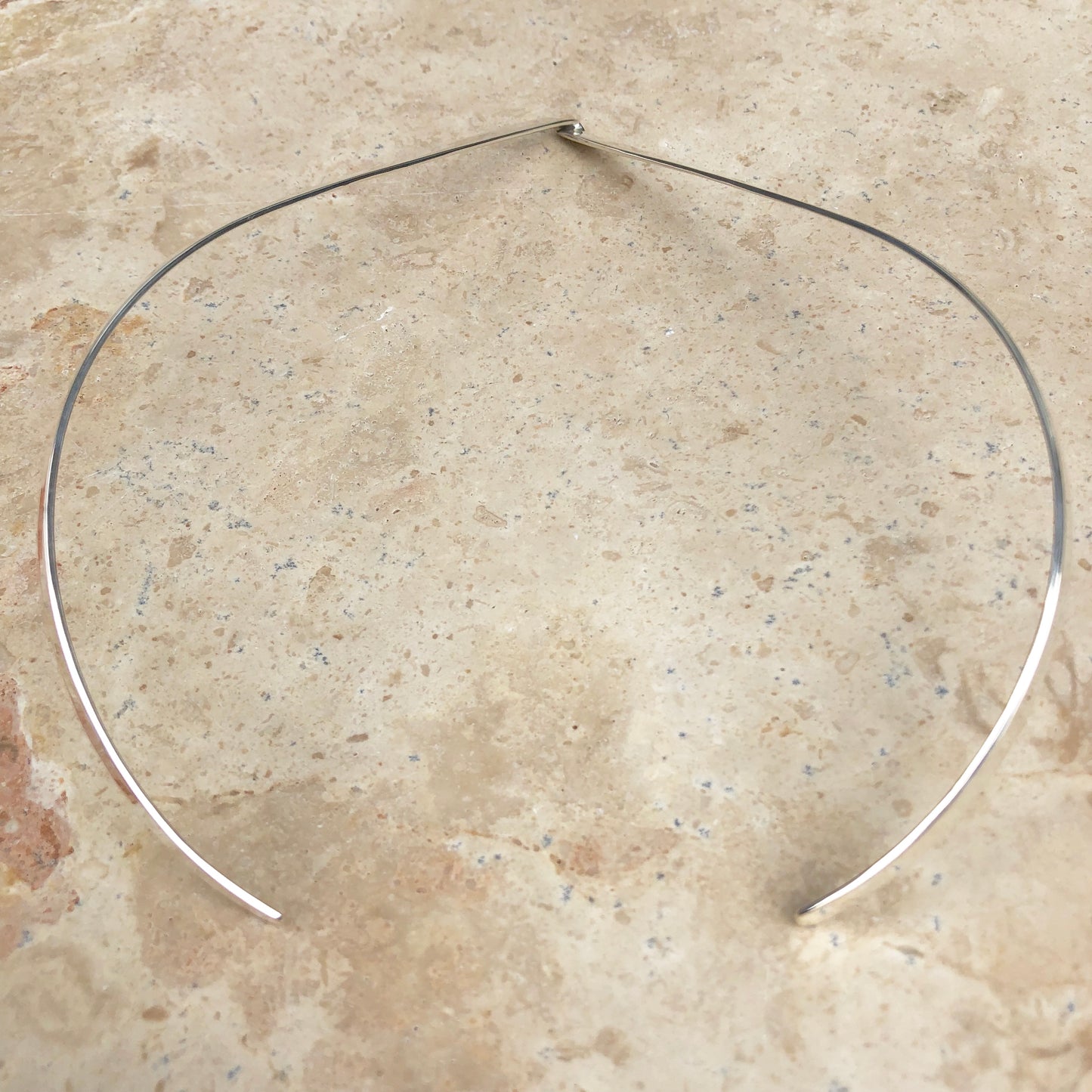 Sterling Silver Flat "V" Polished Neck Wire Necklace, Sterling Silver Flat "V" Polished Neck Wire Necklace - Legacy Saint Jewelry