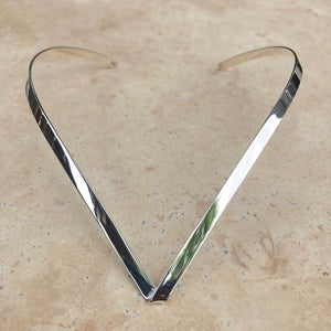 Sterling Silver Flat "V" Polished Neck Wire Necklace, Sterling Silver Flat "V" Polished Neck Wire Necklace - Legacy Saint Jewelry