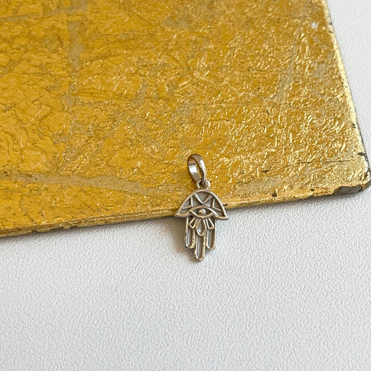 Platinum Evil Eye Mini Hamsa Pendant Charm