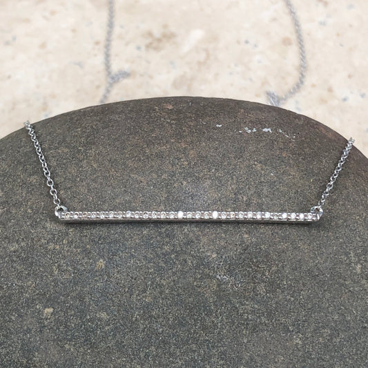 14KT White Gold Diamond Bar Chain Necklace, 14KT White Gold Diamond Bar Chain Necklace - Legacy Saint Jewelry