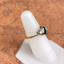 Load image into Gallery viewer, Estate 18KT Yellow Gold Oval 2 CT Blue Sapphire + Diamond Bypass Ring