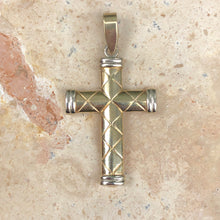Load image into Gallery viewer, 14KT Yellow Gold + White Gold Quilted Cross Pendant - Legacy Saint Jewelry