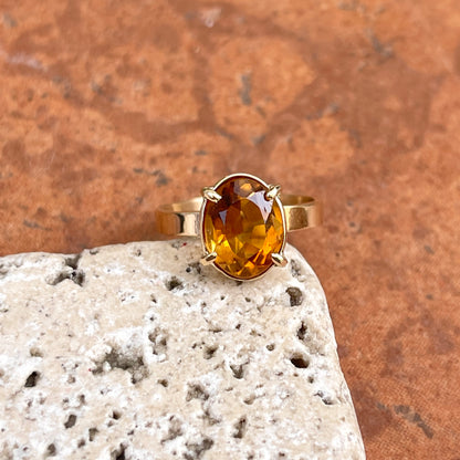 Estate 14KT Yellow Gold Oval 1.25 CT Orange Garnet Ring