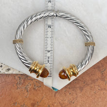 Load image into Gallery viewer, Estate 14KT White Gold + Yellow Gold Checkerboard Golden Citrine Bangle Bracelet - LSJ