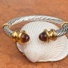 Load image into Gallery viewer, Estate 14KT White Gold + Yellow Gold Checkerboard Golden Citrine Bangle Bracelet - LSJ