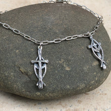 Load image into Gallery viewer, Sterling Silver Ichthus Fish Cross Dove Charm Bracelet 7&quot;, Sterling Silver Ichthus Fish Cross Dove Charm Bracelet 7&quot; - Legacy Saint Jewelry