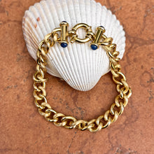 Load image into Gallery viewer, Estate 14KT Yellow Gold Round Chain Link Blue Lapis Toggle Bracelet