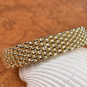 14KT Yellow Gold Mesh Soft Cuff Link Bangle Bracelet 13mm – LSJ