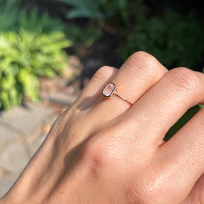 14KT Rose Gold Octagon Bezel Pink Quartz Ring