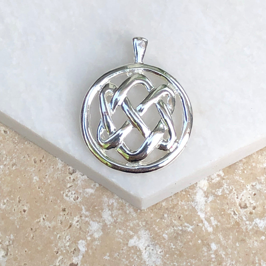 Sterling Silver Circle Celtic Knot Pendant Charm, Sterling Silver Circle Celtic Knot Pendant Charm - Legacy Saint Jewelry