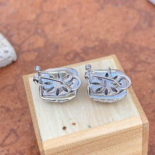 Load image into Gallery viewer, Sterling Silver Square Basket Weave Omega Back Earrings
