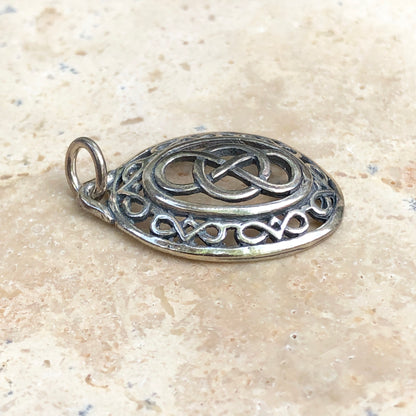 Sterling Silver Oval Knot Celtic Charm, Sterling Silver Oval Knot Celtic Charm - Legacy Saint Jewelry