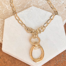 Load image into Gallery viewer, 14KT Yellow Gold Circle Links Lariat Necklace, 14KT Yellow Gold Circle Links Lariat Necklace - Legacy Saint Jewelry