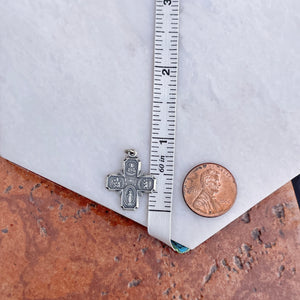 Sterling Silver Antiqued Four Way Catholic Cross Medal Pendant 37mm