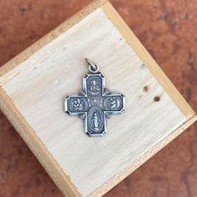 Load image into Gallery viewer, Sterling Silver Antiqued Four Way Catholic Cross Medal Pendant 37mm