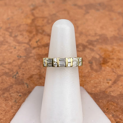 Estate 18KT Yellow Gold Baguette + Round Diamond Band Ring