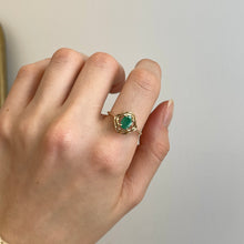 Load image into Gallery viewer, Estate 10KT Yellow Gold Mid-Century Oval .75 CT Emerald Ring