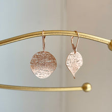 Load image into Gallery viewer, 14KT Rose Gold Matte Textured Cobweb Disc Lever Back Earrings