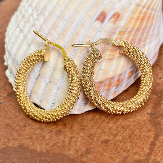 Gold-Plated Sterling Silver Beaded Hoop Earrings 23mm