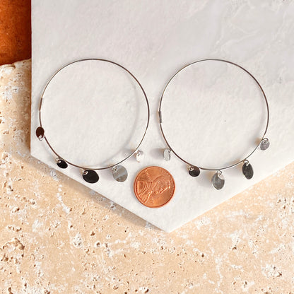 Sterling Silver Endless Hoop Earrings with Round Discs 56mm, Sterling Silver Endless Hoop Earrings with Round Discs 56mm - Legacy Saint Jewelry