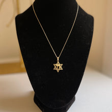 Load image into Gallery viewer, 14KT Yellow Gold Jewish Chai Symbol + Star of David Pendant