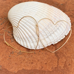 Gold-Filled Sterling Silver Thin Heart Hoop Earrings 43MM