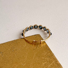 Load image into Gallery viewer, 18KT Yellow Gold Round Faceted Blue Sapphire Eternity Adjustable Ring