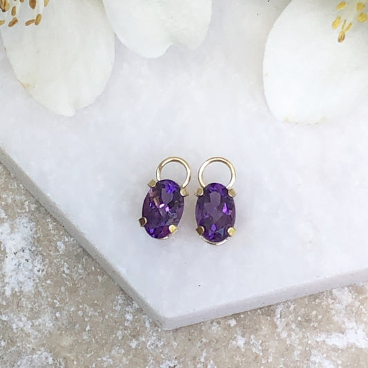 Estate 14KT Yellow Gold Amethyst Earring Charms, Estate 14KT Yellow Gold Amethyst Earring Charms - Legacy Saint Jewelry