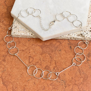 Sterling Silver Polished Geometric Circles + Bar Necklace