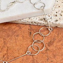 Load image into Gallery viewer, Sterling Silver Polished Geometric Circles + Bar Necklace