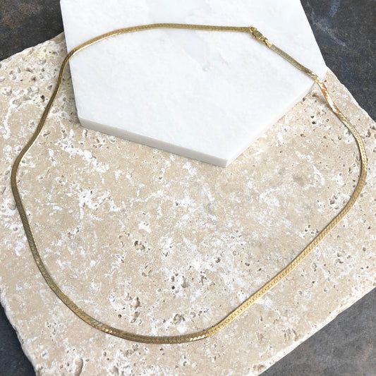 Estate 14KT Yellow Gold Herringbone Chain Necklace 20", Estate 14KT Yellow Gold Herringbone Chain Necklace 20" - Legacy Saint Jewelry