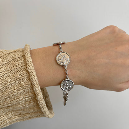 Sterling Silver Angel Charm Link Bracelet