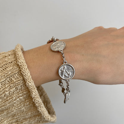 Sterling Silver Angel Charm Link Bracelet
