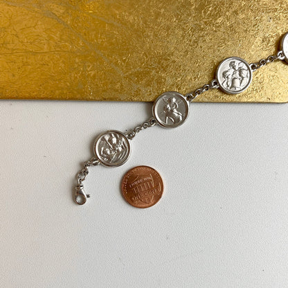 Sterling Silver Angel Charm Link Bracelet