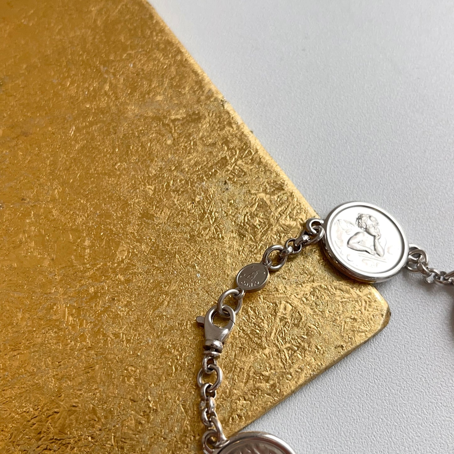Sterling Silver Angel Charm Link Bracelet