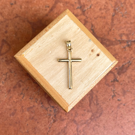 14KT Yellow Gold Simple Cross Pendant 31mm