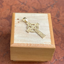 Load image into Gallery viewer, 14KT Yellow Gold Textured Celtic Eternity Circle Cross Pendant 25mm