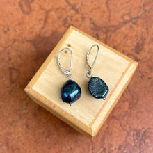 Load image into Gallery viewer, Sterling Silver Black Freshwater Baroque Pearl Leverback Earrings