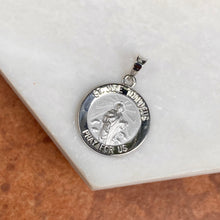 Load image into Gallery viewer, 14KT White Gold Satin Saint Jude Round Medal Pendant 15mm