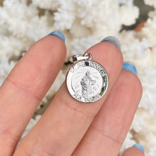 Load image into Gallery viewer, 14KT White Gold Satin Saint Jude Round Medal Pendant 15mm