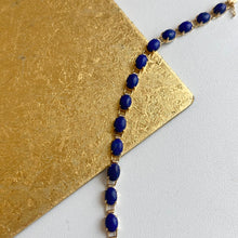 Load image into Gallery viewer, Estate 14KT Yellow Gold Oval Blue Lapis Links Bracelet