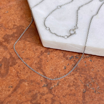 Platinum Solid 1mm Cable Chain Adjustable Necklace