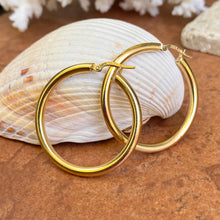 Load image into Gallery viewer, 14KT Yellow Gold Polished 3mm Tube Hoop Earrings 35mm