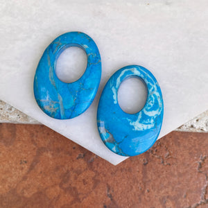 Genuine Turquoise Gemstone Oval Donut Earring Charms