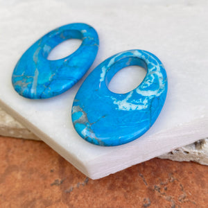 Genuine Turquoise Gemstone Oval Donut Earring Charms