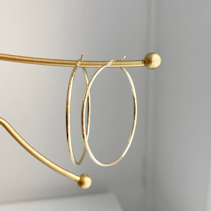 10KT Yellow Gold Thin Round Tube Hoop Earrings 55mm